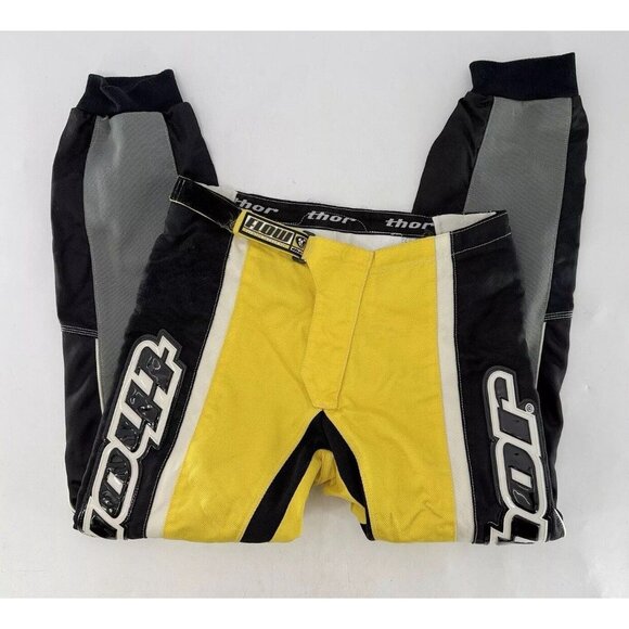 Motorcycle ATV Off Road Thor Men’s‎ Pants Size 32 Yellow, See Photos - Picture 2 of 16